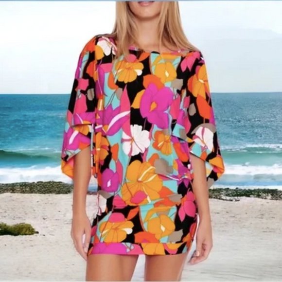 Trina‎ Turk Multicolor Floral Swim Coverup - Picture 1 of 13
